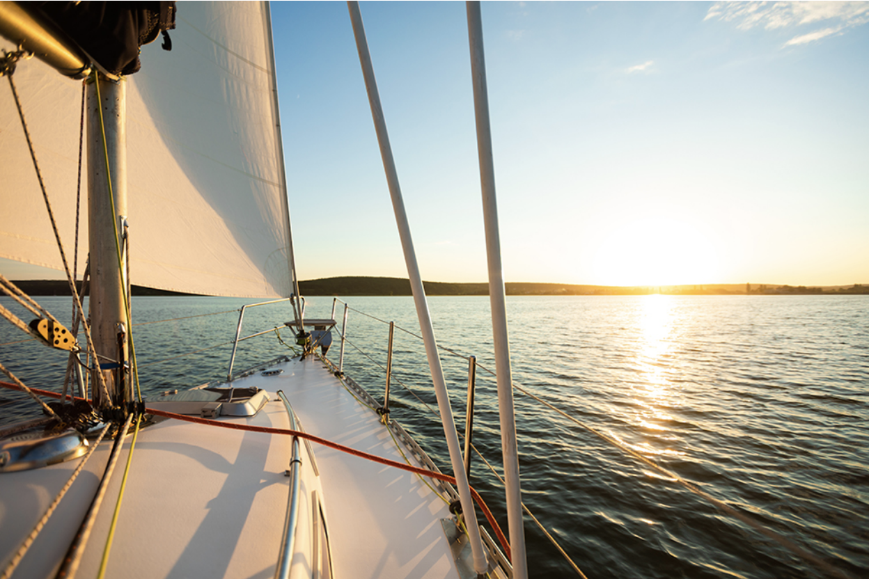 A classic sailing yacht off the coast of San Diego Yacht Shipping Company