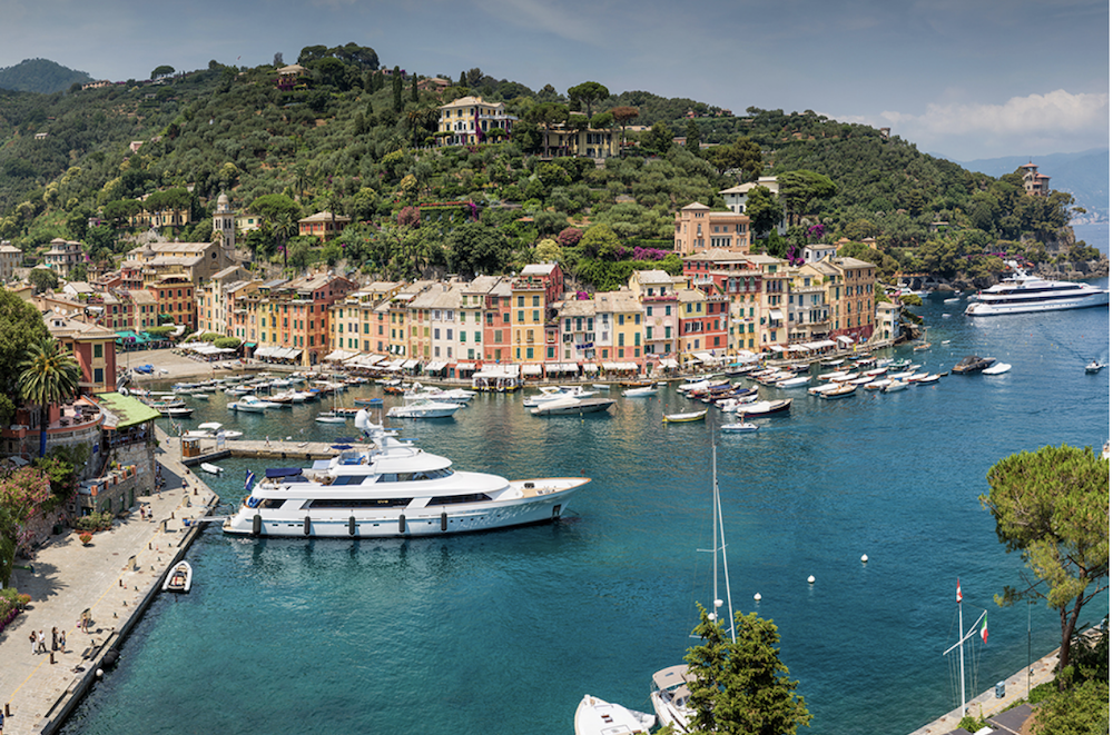 A superyacht in Portofino Italy transported by Cross Chartering Yacht Transport